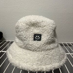 Cozy White fuzzy Bucket Hat